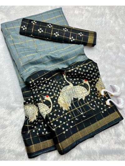 Jully Mul Cotton With Figure Print Fancy Checks Saree Wholesaler
