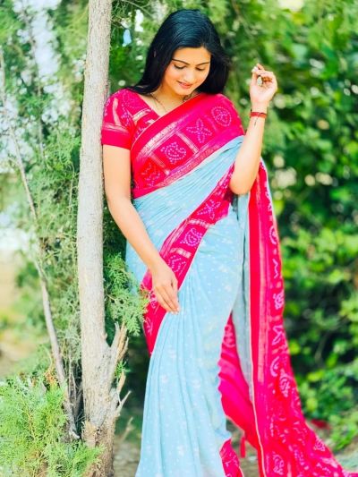 Kinjal Moss Mellow Most Trending Digital Print Bandhani Saree