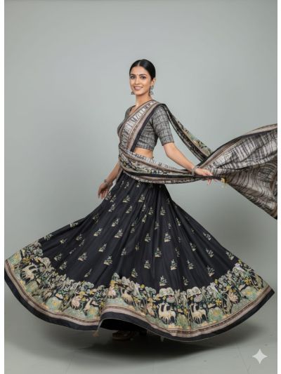 Semi-Stitched Digital Print Lehenga Choli with Dupatta