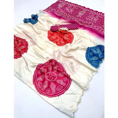 Tussar Silk Fancy Digital Print Cutwork Saree Wholesaler