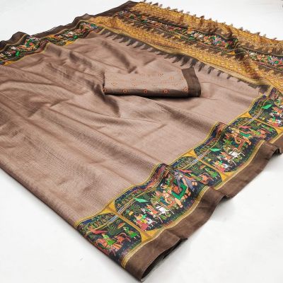 RashLeela Bhagalpuri Cotton Digital Figure Print Saree