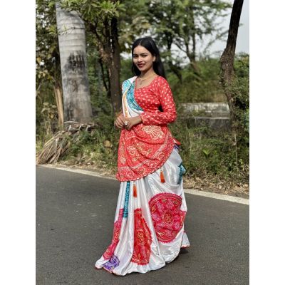 Gudiya Chinon Silk Gota Patti Work With Tassel Saree Collection