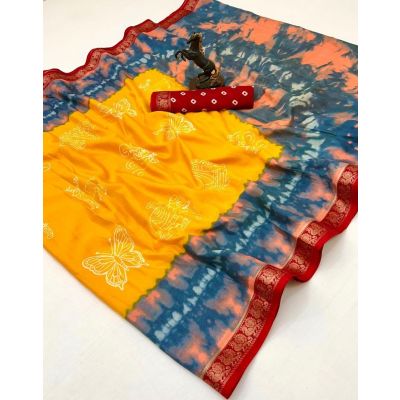 Dhurandhar Mul Cotton Shibori Print With Finger Border Saree Collection