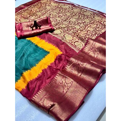 Dola Silk 3D Colour 2 Matching  Colour Jacquard Border Saree
