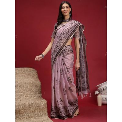 Sofia Chanderi Cotton Block Print Saree