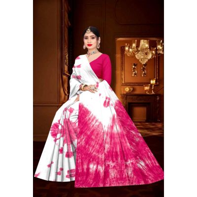 Happy Holi Rayon Cotton Shibori Print Saree Wholesaler