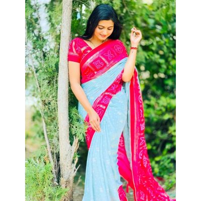 Kinjal Moss Mellow Most Trending Digital Print Bandhani Saree