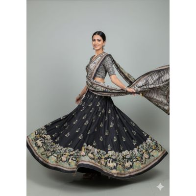 Semi-Stitched Digital Print Lehenga Choli with Dupatta